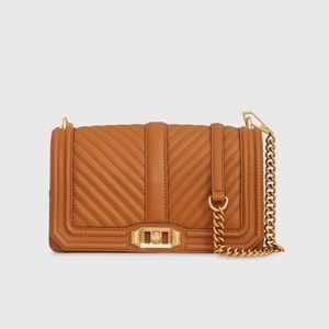 Rebecca Minkoff Chevron Quilted Love Crossbody in Almond